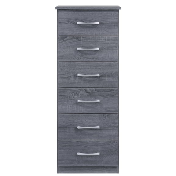 Boston Gray 6 Drawer Chest of Drawers (18 in L. X 16 in W. X 46 in H.)