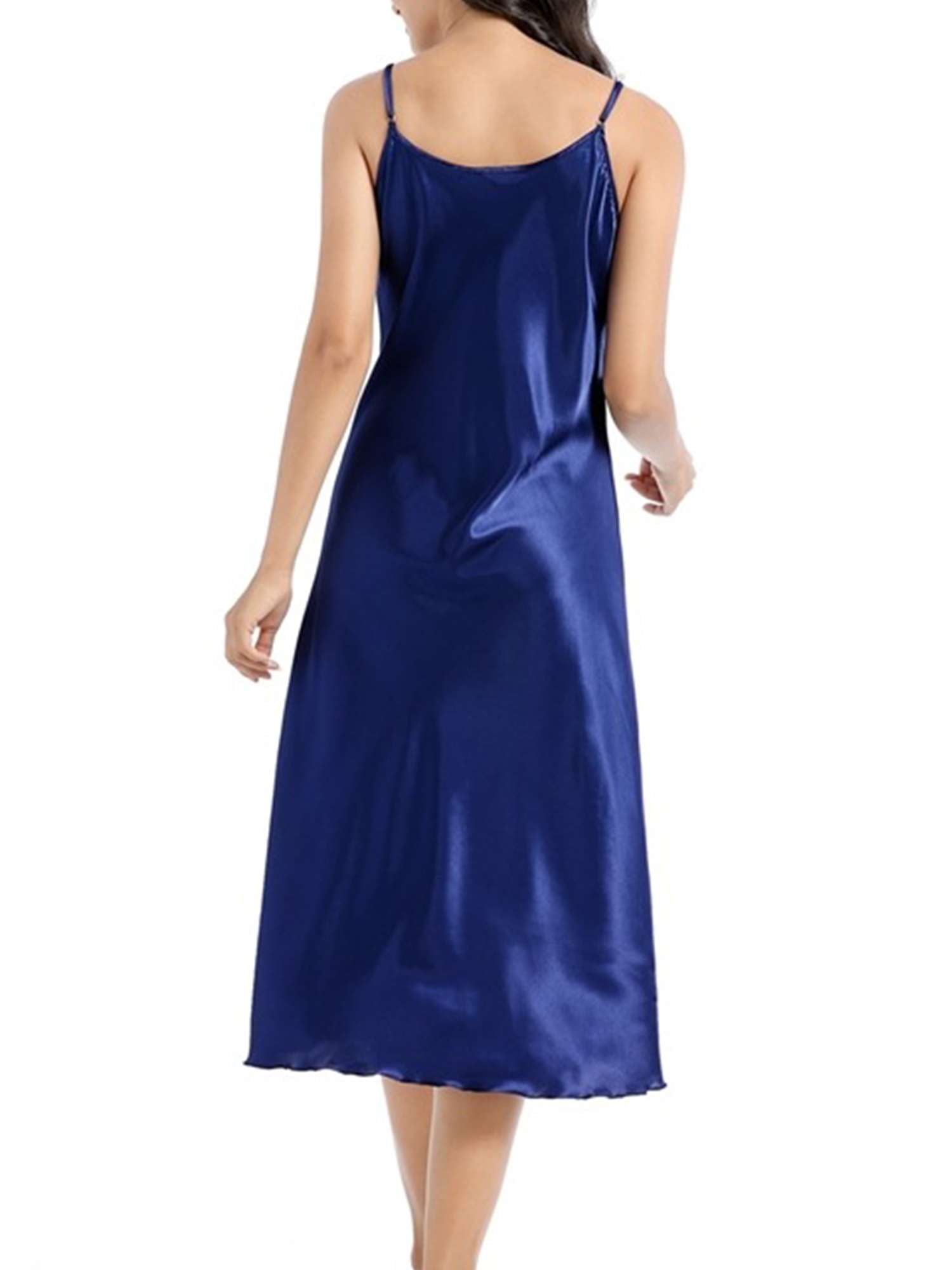 Neer 3 Pack Women's Silk Nightgown Lace Satin Sleepwear V Neck Sleeveless  Chemise Adjustable Spaghetti Strap Slip Sleep Dress (Black, White, Dark  Blue, Small) at  Women's Clothing store