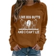 thumbnail image 1 of Mujeres Casual Manga Completa Cuello Redondo Tops Camisas Sueltas Blusa Jersey Estampado Sudadera Pompotops FGAJ18769, 1 of 5