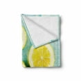 thumbnail image 2 of Yellow and Blue Soft Flannel Fleece Blanket, Juicy Lemon Slices on Old Wooden Planks Porch Summer Refreshing Image, Cozy Plush for Indoor and Outdoor Use, 50" x 70", Yellow Sky Blue, by Ambesonne, 2 of 6