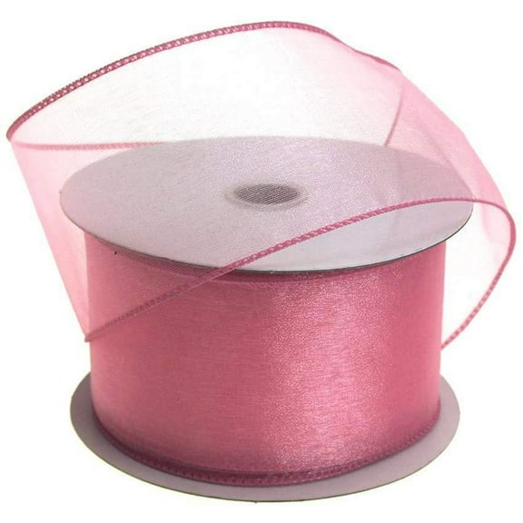 Sheer Chiffon Ribbon Wired Edge, 2-1/2-Inch, 25 Yards, Mauve