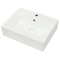 20.8"×16.3"×6" White Ceramic Rectangular Wall-mounted Bathroom Sink with Single Faucet Hole and Overflow Hole