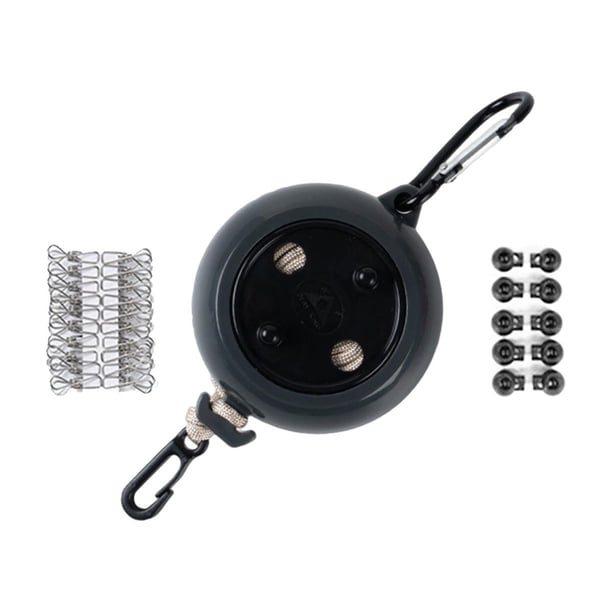 Tendedero de camping Tendedero portátil Sin taladro Ligero Ajustable para ropa Negro 8m con Clip