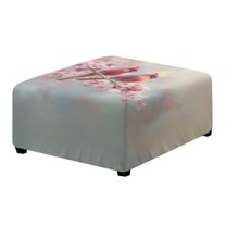 Xoenoiee Cardinal Cherry Blossom Print Stretch Ottoman Cover Square Ottoman Slipcovers Furniture Protector Folding Storage Stool Furniture Protector Soft Slipcover with Elastic Bottom, S
