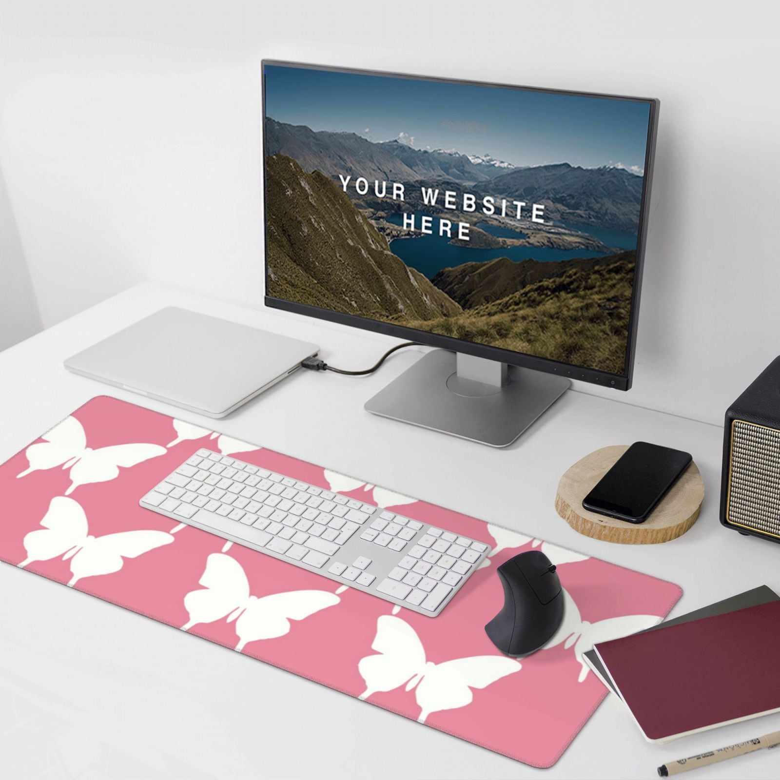 Xecao Butterfly 2 Print Large Mouse Pad, 16x35.5in Mousepad, Professional Non-Slip Rubber Base Big Mouse Pad, Mouse Pad for Gaming & Office Full Desk Mouse Pad
