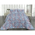 thumbnail image 2 of Ambesonne Leaves Design Quilted Bedspread Set 3 Pcs, XMas Themed Leafy Art, King, Pale Ruby Lavender Blue, 2 of 4