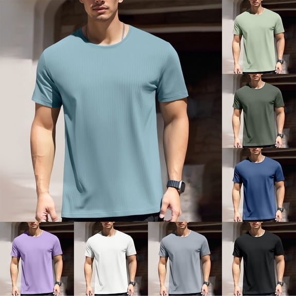 Shirts for Men short Sleeve Pack Round Neck Workout T-Shirt Comfortable Undershirt Cotton Tops Summer Trendy Plain Short Sleeve (White,XXL)