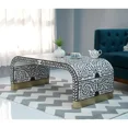 thumbnail image 4 of Oval Bone Inlay Coffee Table – White & Black Floral Foliage Pattern, Handcrafted Design, 4 of 8