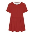 thumbnail image 5 of ATOYSOY Women's Round Neck Pullover Eyelet Plus Size Tops Loose Tunic Solid Color Tees Trendy Causal Workout Comfy Retro Short Sleeve T Shirts for Girls Red XXXL, 5 of 7