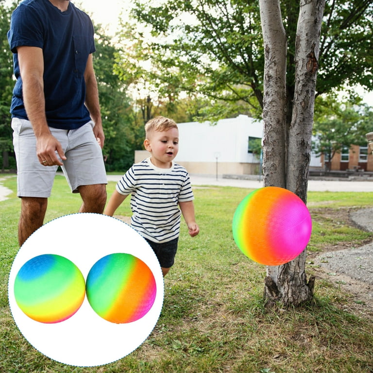 2Pcs 16cm Child Flapping Ball PVC Inflatable Ball Outdoor Rainbow 