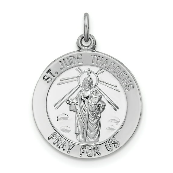 Beautiful Sterling Silver Rhodium-plated Saint Jude Thaddeus Medal