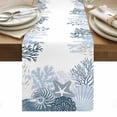 thumbnail image 2 of Summer Marine Life Table Runner, Ocean Corals Coastal Starfish Conch Cotton Linen Kitchen Table Decoration Washable Dining Tabletop Runners for Home Party Decor 13x108 Inches, 2 of 9