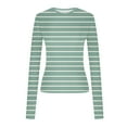 thumbnail image 6 of Taqqpue Women's Long Sleeve Shirts Casual Striped Print Crew Neck Crop Tops Basic Going Out Slim Fit Tight Y2K Blouse Tops, 6 of 7