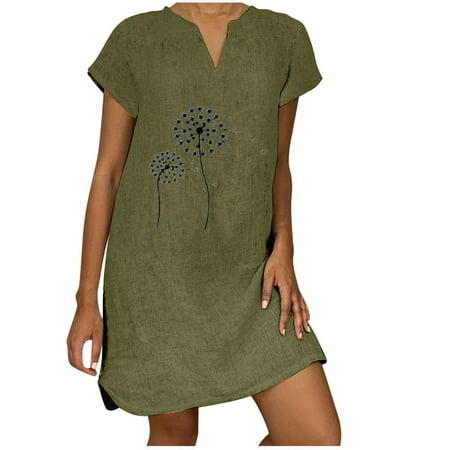 

Dress for Women 2022 Womens Dresses Women s Short Sleeve Vintage Retro V-Neck Loose Fit Hedging Printed Bamboo Hemp Dress Summer Dresses Long Sleeve Dress Clearance 2023 Green XL