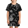 thumbnail image 2 of Glisme Toddler Boys Girls Outfit Set Tie Dye Short Sleeve Crew Neck Tops With Fashion Shorts Outfit Summer Casual Boys Set Size 2-3 Years Black, 2 of 3