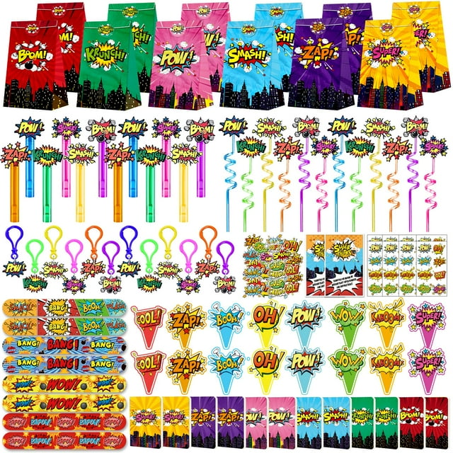 Kit de obsequios para fiestas Fumogym, 220 unidades, suministros de cumpleaños para héroes