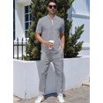 thumbnail image 6 of Men's Quarter Zip Short Sleeve Top & Jogger Pants 2 Piece Outfit Gray S, 6 of 7