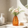 thumbnail image 5 of MYUNNIL Pinecone Shaped Glass Vase, 6" Conical Transparent Embossed Glass Flower Vase, Fall Farmhouse Floral Accessory for Home Mantel Table Office Shelf Decor, Orange, 5 of 7
