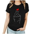 thumbnail image 2 of Ounisa Women's Summer Valentines T Shirt Cute Love Heart Graphic Loose Tees Crew Neck Short Sleeve Casual Tops, 2 of 6
