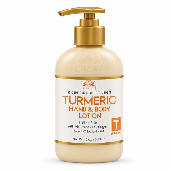 OKAY Turmeric Hand & Body Lotion 12 oz – Hydrating Moisturizer for Soft, Smooth & Radiant-Looking Skin – Lightweight Daily Lotion for All Skin Types