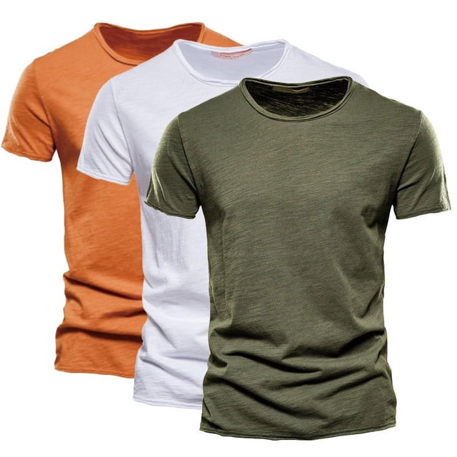 Besolor 3 Pack Men's Summer Shirts Big and Talls Short Sleeve Basic Tees Round Neck Athletic Workout Tee Tops