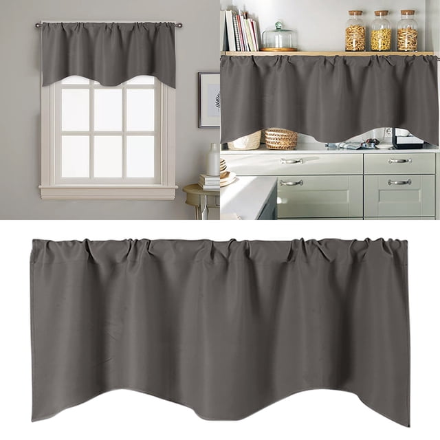 uhnmki Rideau de Porte Cuisine Occultant Rideau de Fenêtre Couleur Unie Poche Rideau en Forme d'Éventail Rideau Court 52 X 18 Pouces