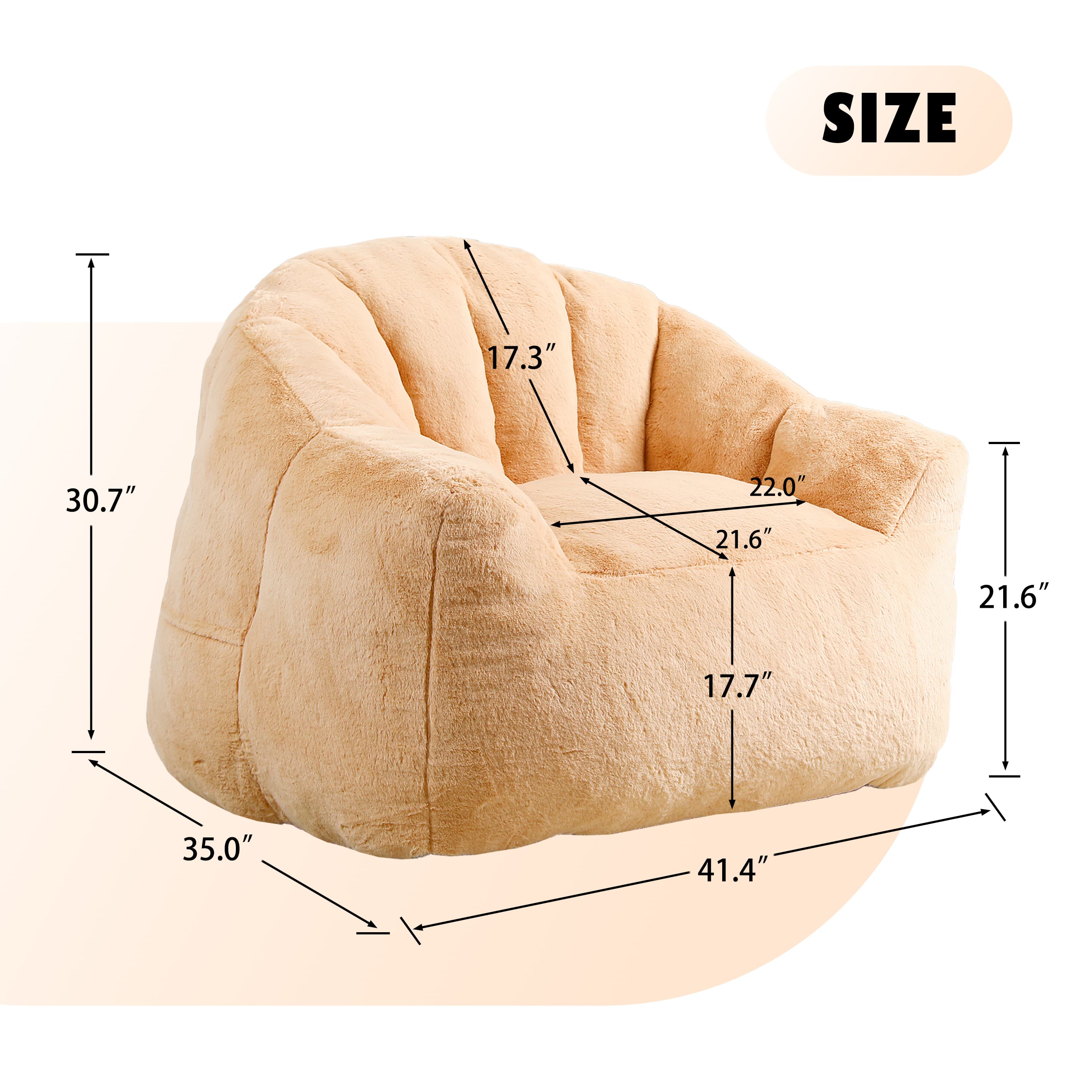 MAYEERTY Bean Bag Sofa Chair with Armrests - High-Density Foam, Lazy Comfy for Adults, Living Room/Bedroom Reading.