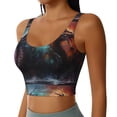 thumbnail image 2 of Rateoe Colorful Ink Style Dragon Print Womens' Sports Bras Scoop Neck Sports Vest- Padded U Back Seamless High Impact Support, 2 of 7