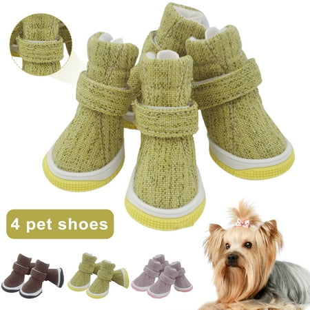 Gwong 4Pcs Pet Shoes Fashionable Anti-slip Breathable Pet Dogs Sneakers for Small Dogs