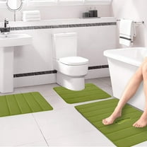 BCZHQQ Memory Foam Bath Mat Set,Bathroom Rugs for 3 Pieces,Toilet Mats,Soft Comfortable,Water Absorption,Non-Slip,Thick,Machine Washable,Easier to Dry for Floor Mats,Summer Clearance