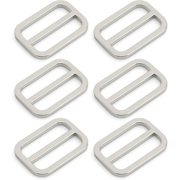 Oval Slide Buckle Metal Flat Oval Slider Triglide Strap Keeper Bag Belt Adjuster 6 pcs VTSV (1 Inch, Silver)