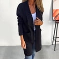 thumbnail image 4 of Women Jacket Turn-down Collar Pockets Solid Color Open Stitch Loose Thermal Long Sleeved Commuting Dating Spring Fall Winter Coat, 4 of 8