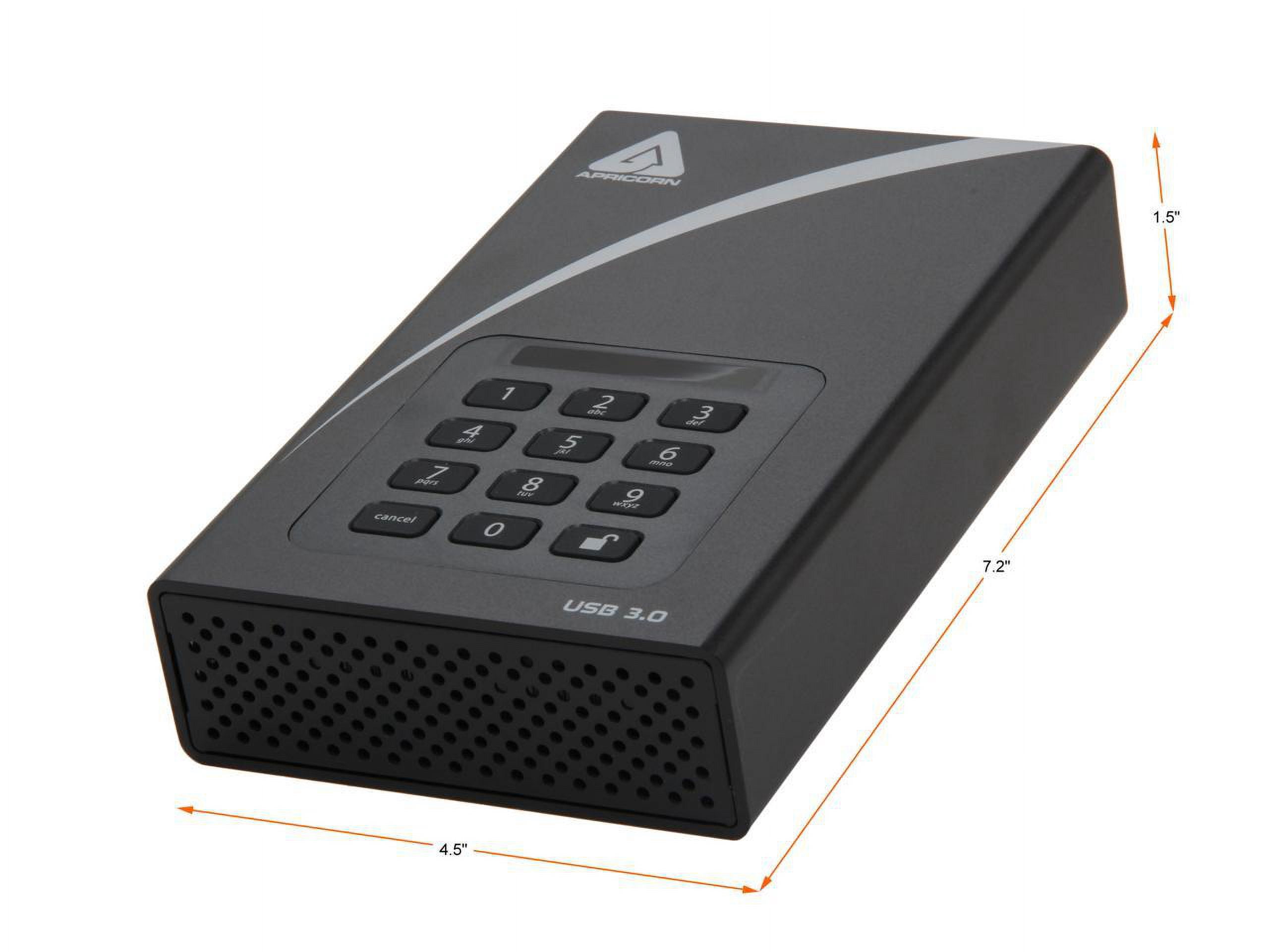 Apricorn Aegis Padlock ADT-3PL256-2000 2 TB 3.5" External Hard Drive - USB 3.0 - 7200rpm - 8 MB Buffer