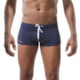 thumbnail image 2 of WREESH Men's Swim Trunks Square Cut Shorts Drawstring Swimsuit Low Waist Flat Corner Swim Shorts Bathing Suits Swimwear Blue, 2 of 4
