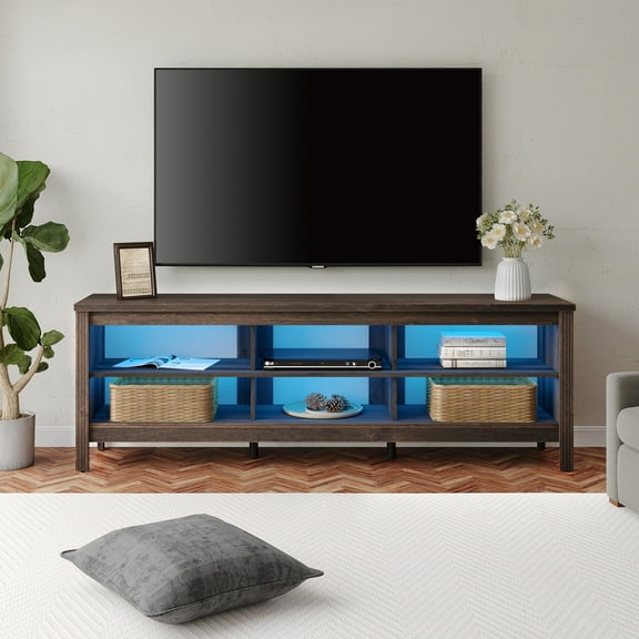 Wampat TV Stand for 75 inch TV LED Entertainment Center Media Console Wood Storage Cabinet for Living Room, 70 inch, Espresso