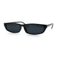 thumbnail image 5 of Womens Classy Think Plastic Narrow Rectangle Cat Eye Mod Fashion Sunglasses All Black, 5 of 7