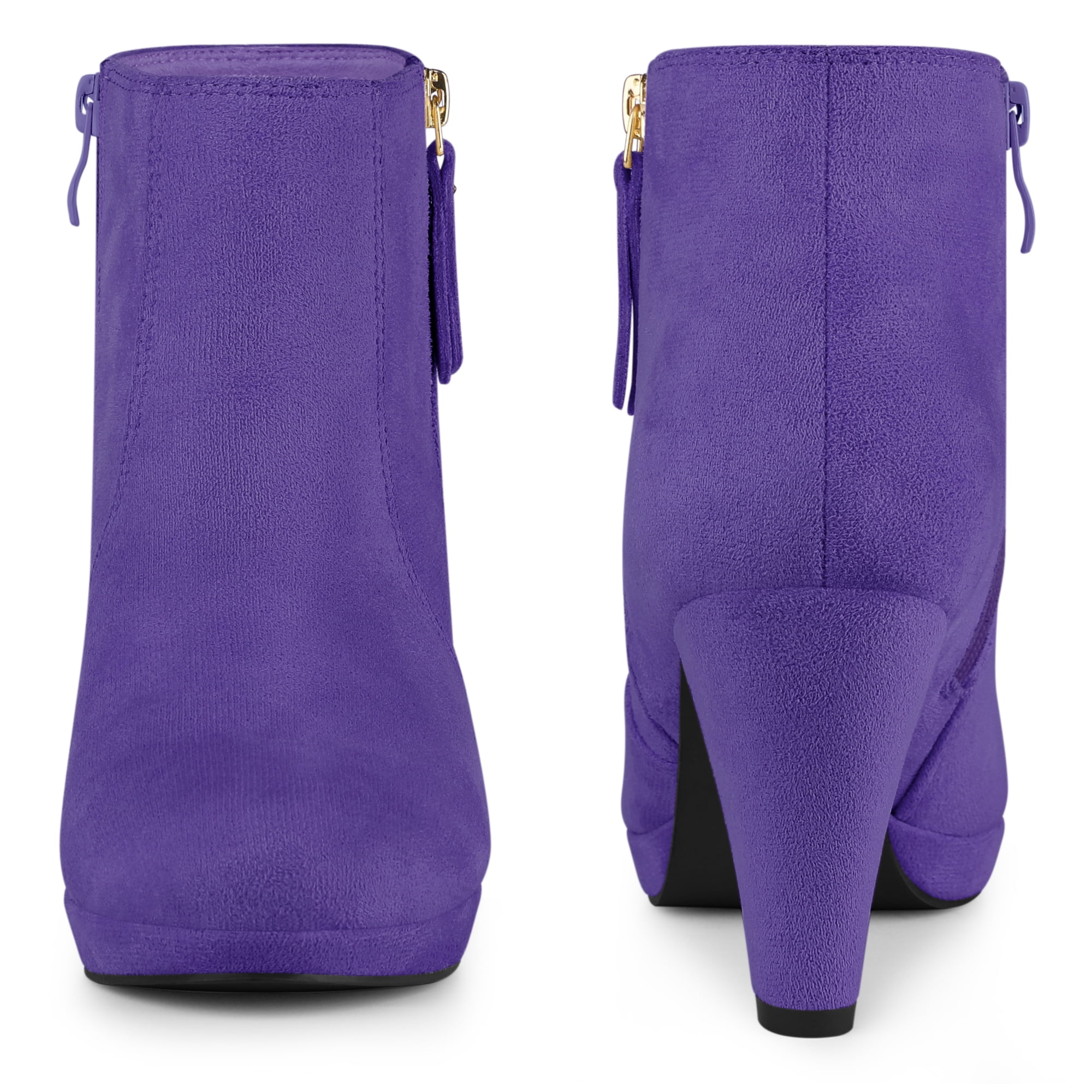 DARING DIVA Platform Round Toe Chunky Heel Ankle Boots Dark Purple 8