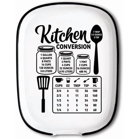 Ceramic Spoon Rest for Stove Top Unit Conversion Pattern 4.52"x5.9" Large Spoon Holder Heat Resistant Utensil Holder Kitchen Counter Decor for Cooking Lover