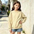 thumbnail image 2 of Kids Leopard Print Crew Neck Sweatshirt Boys Girls Long Sleeve No Hood Pullover Top Soft Loose Fit Casual Sweatshirt for Autumn Winter Campus Outdoor Daily Wear(Light Yellow,4-5 Years), 2 of 4