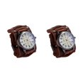 thumbnail image 1 of Qarigey Retro Punk Pointer Watch Leather Wide  Belt Strap Gift Adjustable 2piezas Marrón, 1 of 1