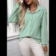 thumbnail image 4 of Camisas de Mujer con Botones, Blusas Clásicas A Rayas de Larga con Cuello y Bolsillo para Oficina. Verde S, 4 of 10