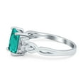 thumbnail image 3 of Emerald Cut Wedding Ring Paraiba Tourmaline CZ 925 Sterling Silver Size 4, 3 of 7