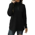 thumbnail image 3 of Vedolay Long Sleeve Tops Women's Casual Half Zip Pullover Sweatshirt Long Sleeve Knit Tunic Pullover Tops,Black XL, 3 of 5