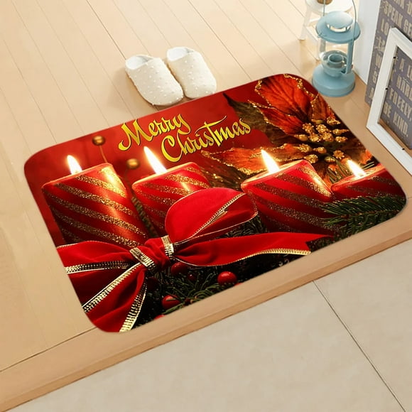 60*90cm Christmas Kitchen Floor Mat Bedroom Living Room Long Bedside Area Rug Soft Washable Carpet Anti Slip Bathroom Entrance DooChristmas Red and Black Plaid Rug - Outdoor Front Door Decor Mat Cott