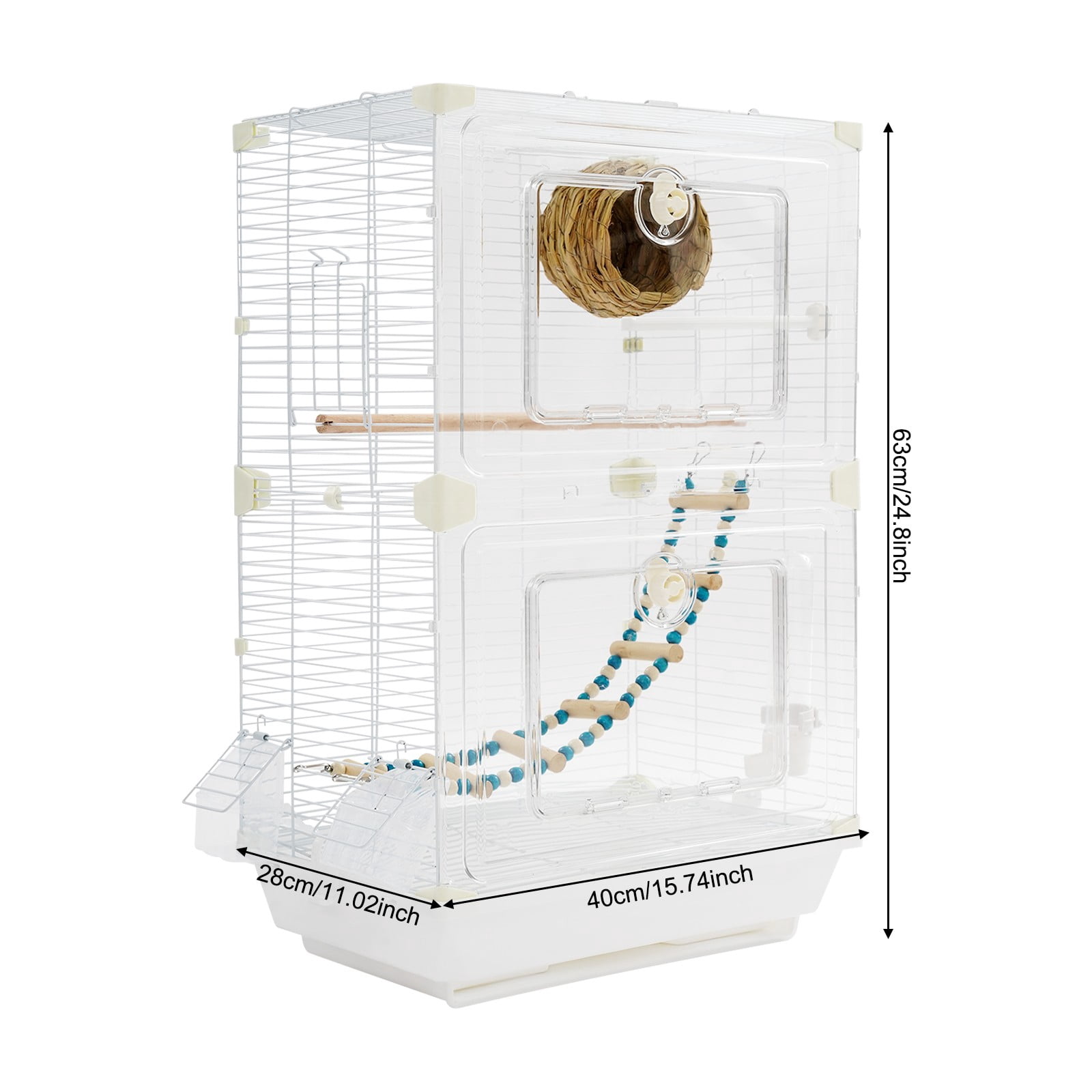 40*28*63cm White Freestanding Bird Cage Standing Flight Bird House Living Rooms Balconies Courtyards