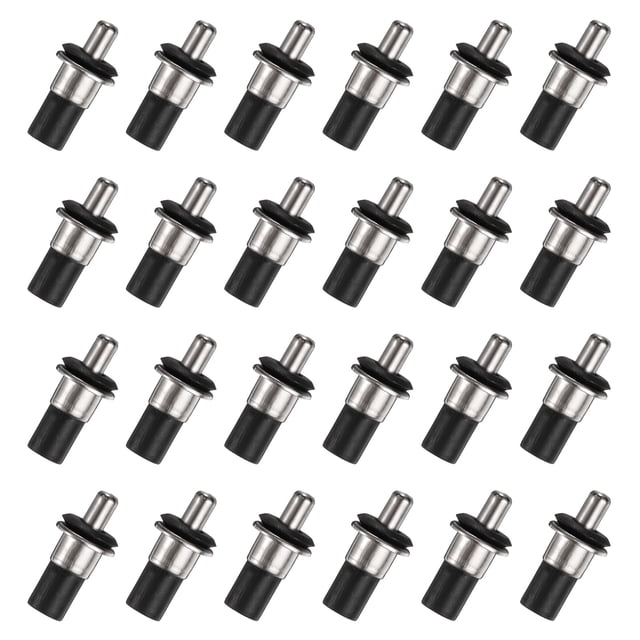 Uxcell 6.8mm Clavos de reparación para puertas de gabinete, pasadores de resorte con eje central de hierro, conector de panel de puerta, negro, 24 piezas