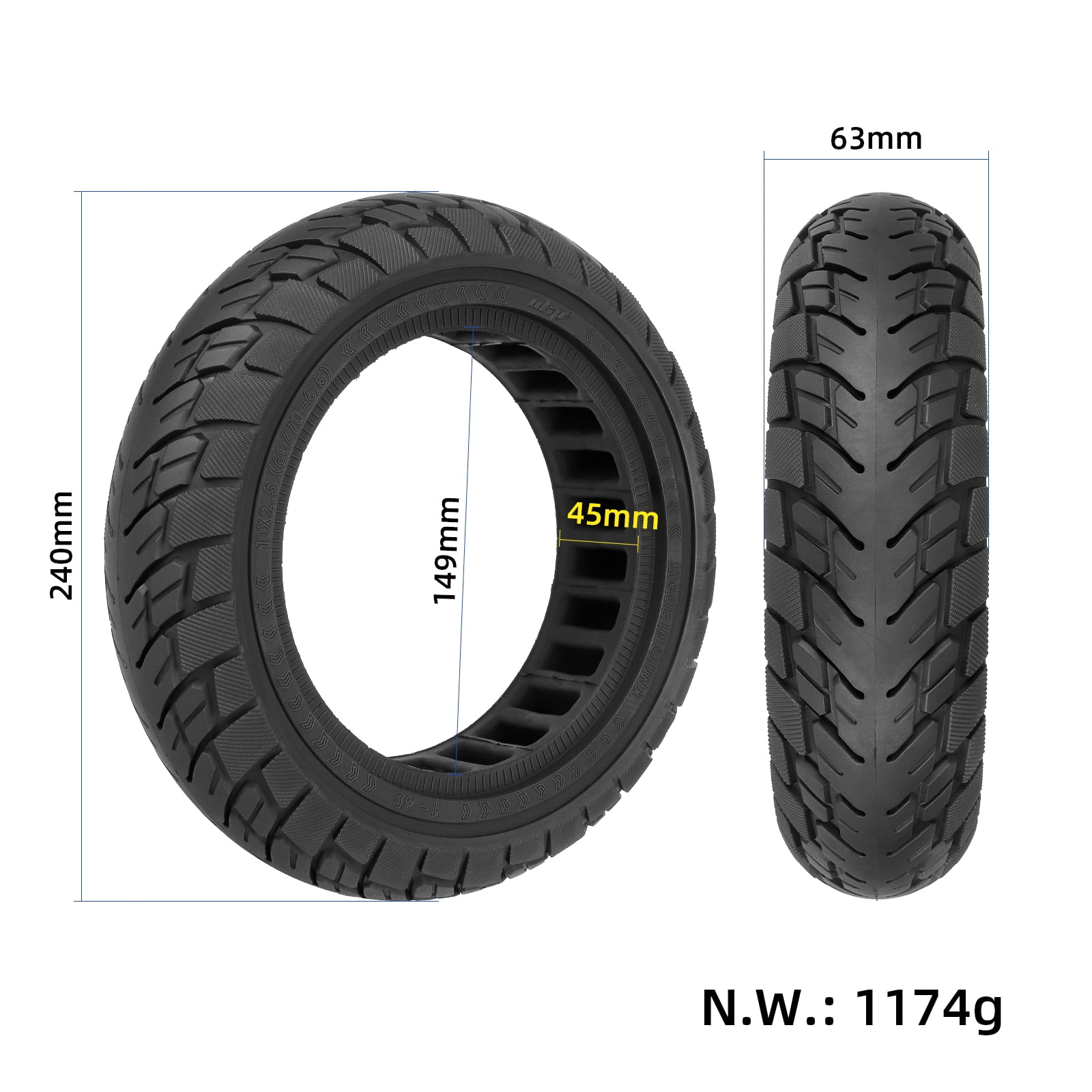 Roue Arrière Pour Trottinette électrique Xiaomi M365 – Pneu 8.5'' Alvéolé Anti-crevaison, Moyeu Alu Et Disque De Frein 110mm Inclus