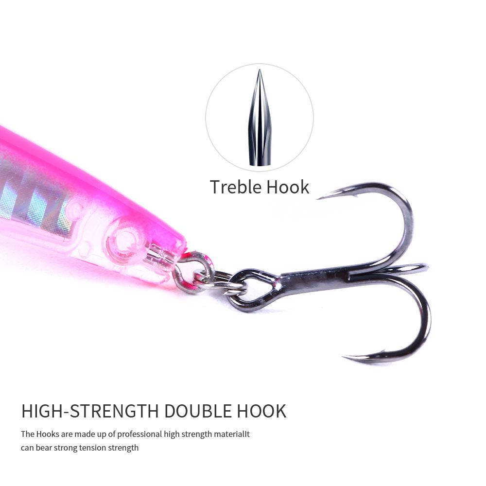 HENGJIA Fishing Lures Large Hard Bait Minnow VIB Lure with Treble Hook Life-Like Swimbait Fishing Bait Popper Crankbait Sinking Lure for Trout Bass Walleye Redfish, 6PCS