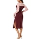 thumbnail image 3 of INSPIRE CHIC Vestido Midi de Manga Larga con Corte para Mujeres, Cuello Redondo, Vestido de Suéter de Color Block, S Rosa-Rojo Vino, 3 of 6