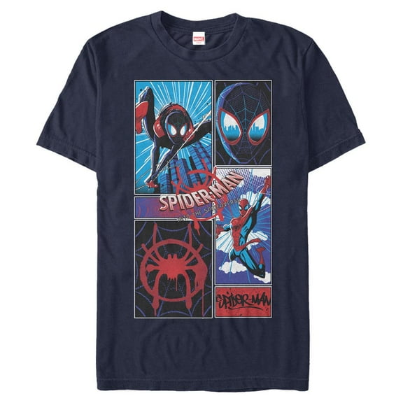 Men's Marvel Spider-Man: Into the Spider-Verse Modern Panels Graphic Tee Navy Blue Small